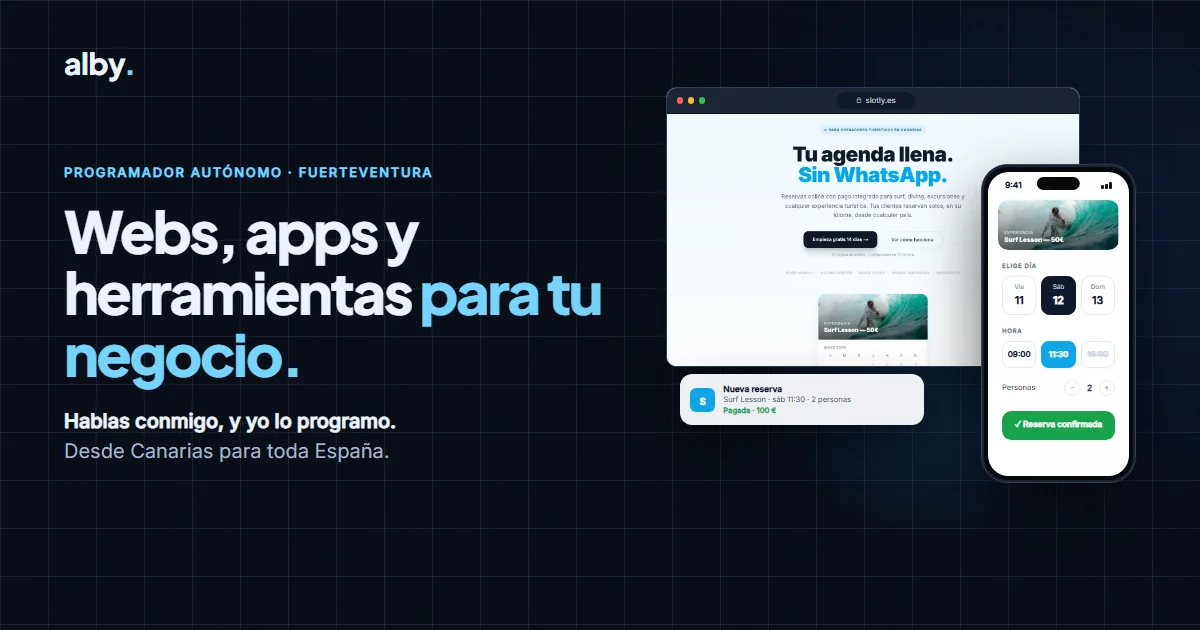 Una web de reservas vista en el ordenador y en el móvil, con una reserva confirmada