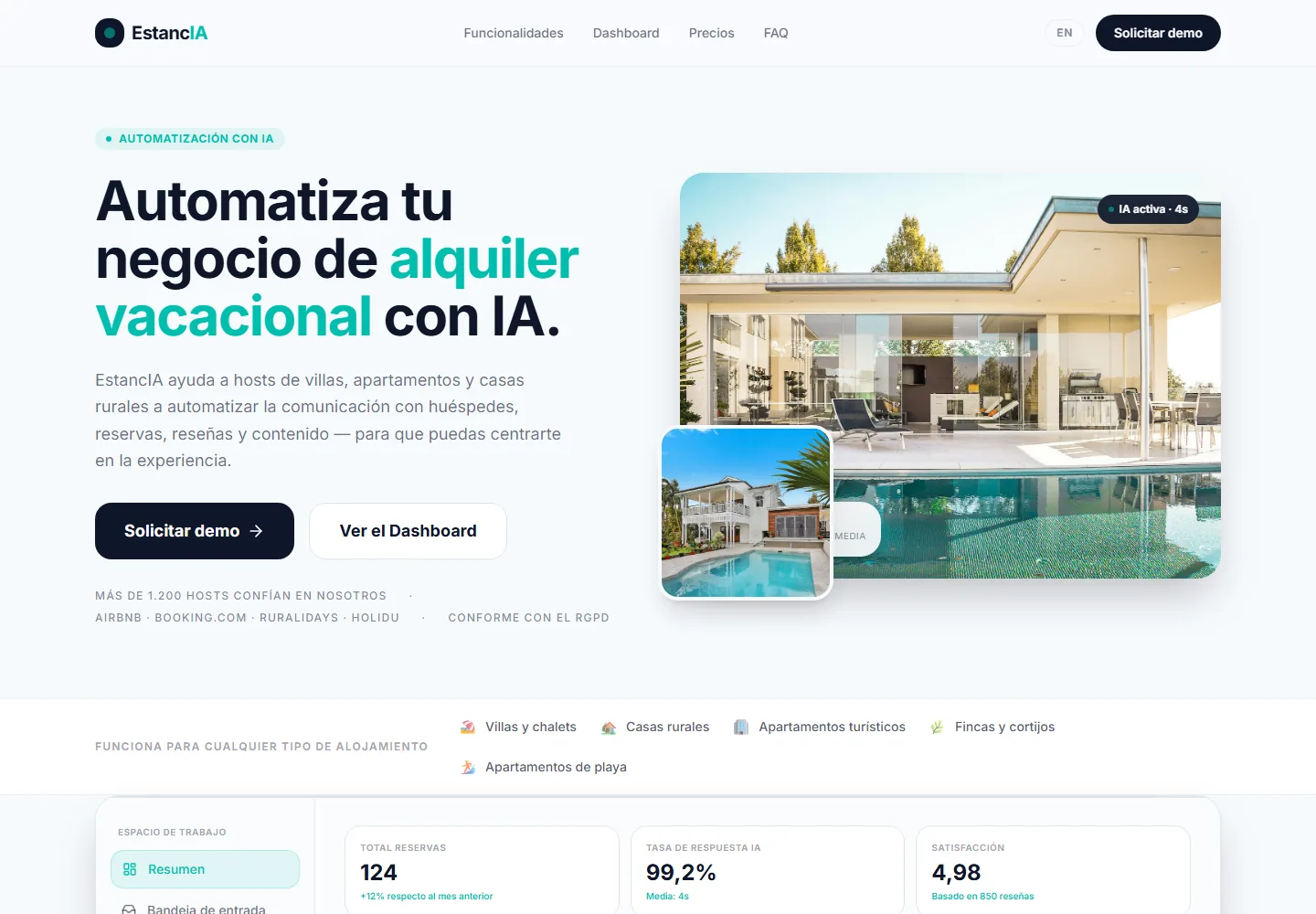Captura de EstancIA, automatización con IA para alojamientos turísticos
