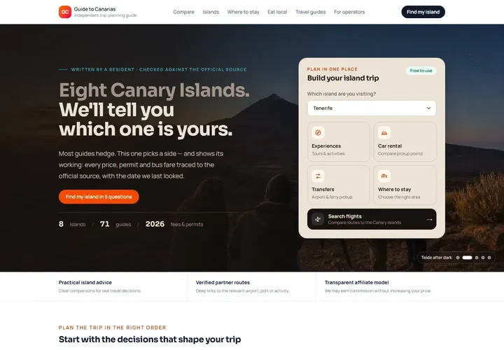 Portada de Guide to Canarias: guía para elegir entre las ocho islas y planificar el viaje