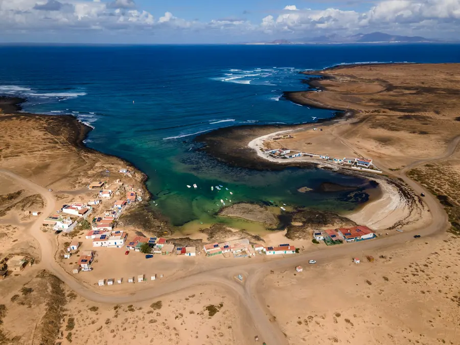Vista aérea de la costa de Corralejo